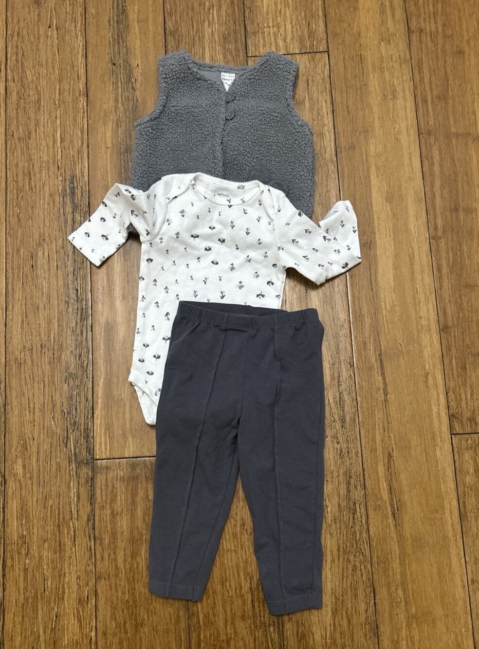 Carters Size 18M Baby 3 Piece Vest, Bodysuit & Pants Set- NEW NWOT